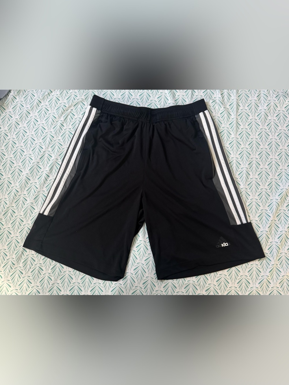 adidas Black Shorts with White Side Stripes - Kids